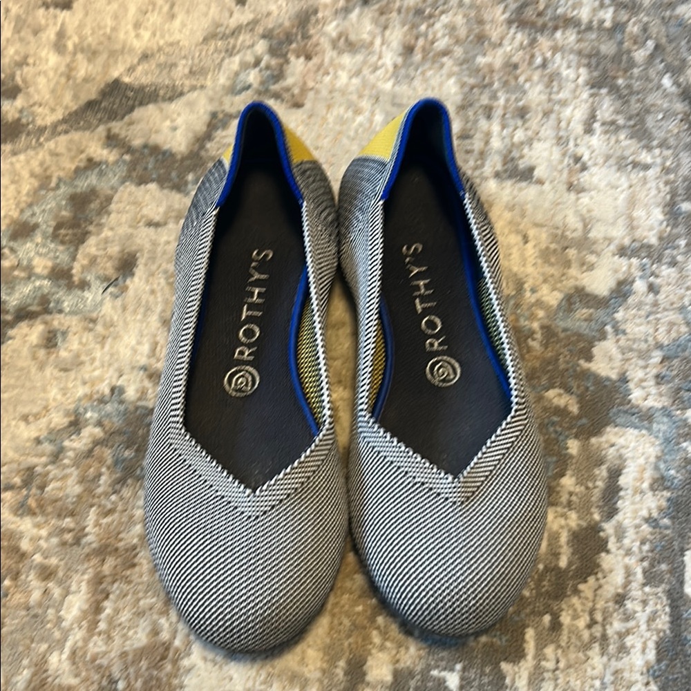 Rothy's Gray and Yellow Knit Flats